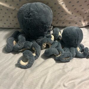 Jellycat Blue Plush Octopus with Cream Accents